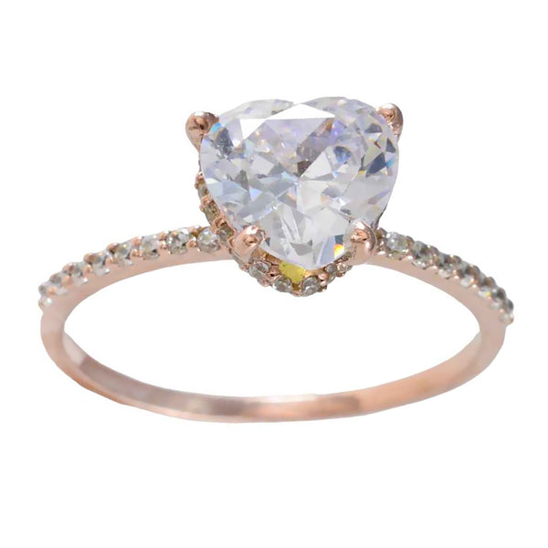 White CZ Halo Indian Silver White Gemstones Whisper thin Heart Ring Jewelry