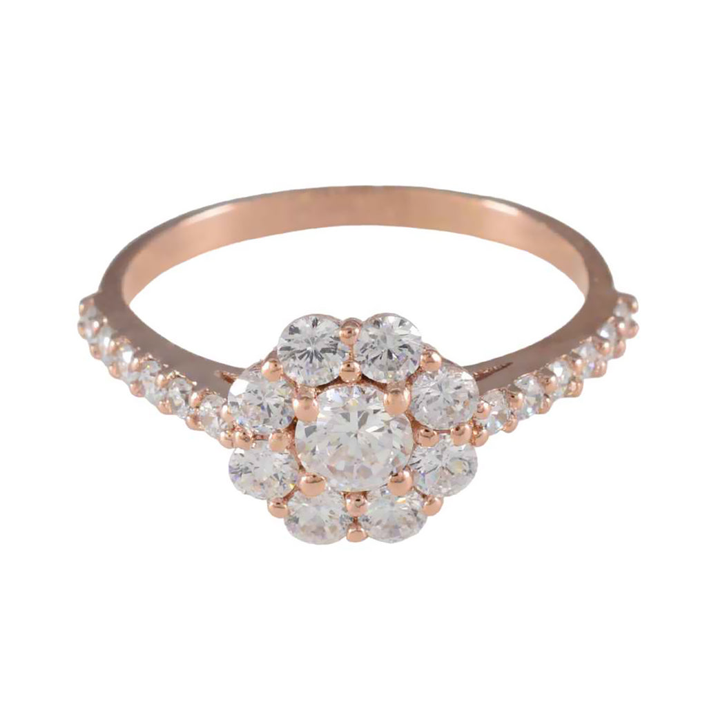 White CZ Halo Korean 925 Silver White Gemstone Delicate Graceful Ring Jewelry