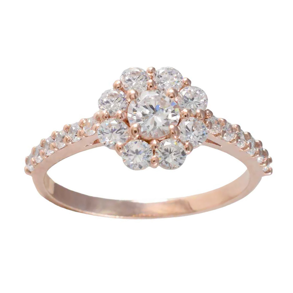 White CZ Halo Korean 925 Silver White Gemstone Delicate Graceful Ring Jewelry