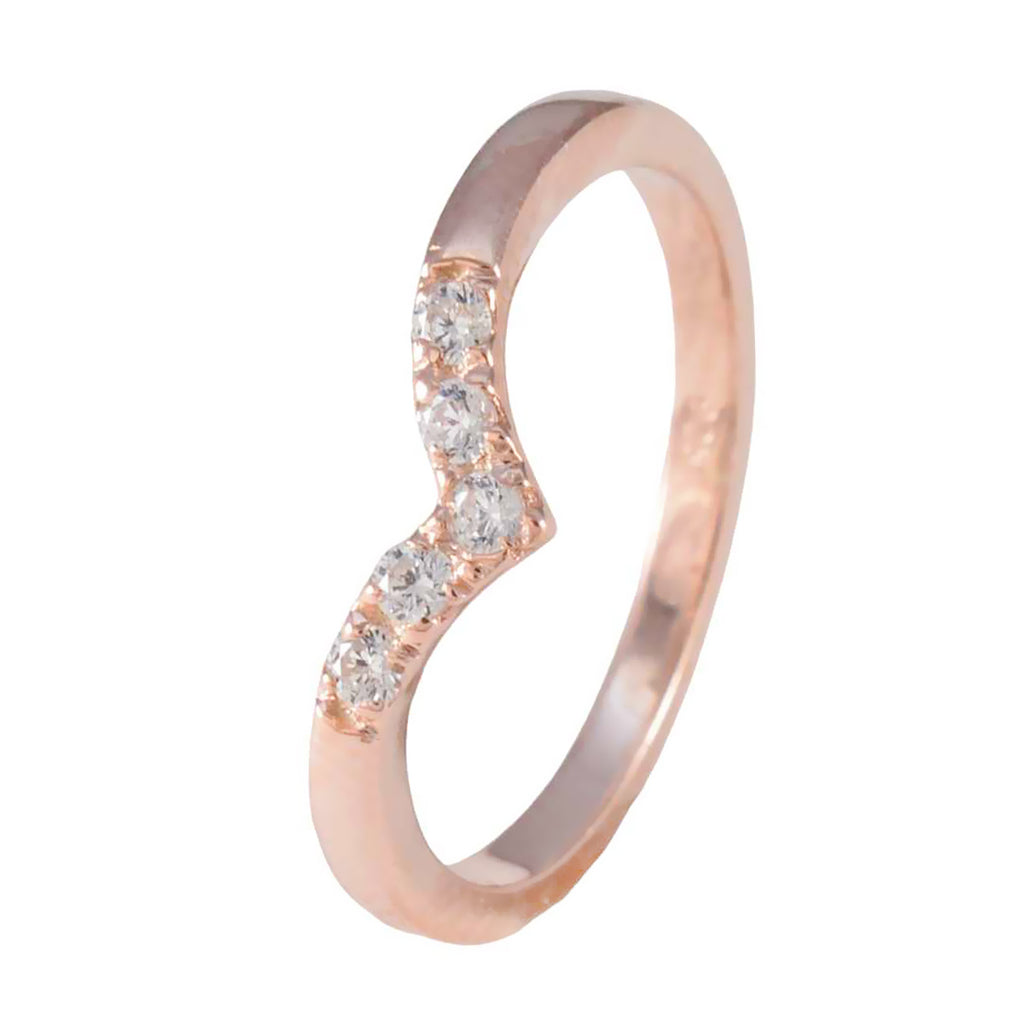 White CZ Penta Korean 925 Silver White Gemstones Minimalist Sophisticated Ring Jewelry