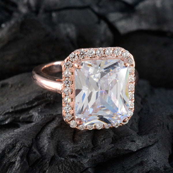 White CZ Halo Korean Silver White Gemstone Mid weight Promise Ring Jewelry