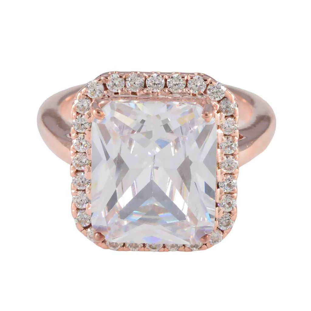 White CZ Halo Korean Silver White Gemstone Mid weight Promise Ring Jewelry