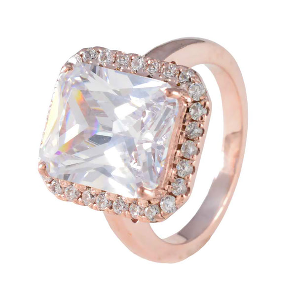 White CZ Halo Korean Silver White Gemstone Mid weight Promise Ring Jewelry