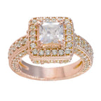 White CZ Halo American Silver White Gemstones Mid weight wedding Ring Jewellery