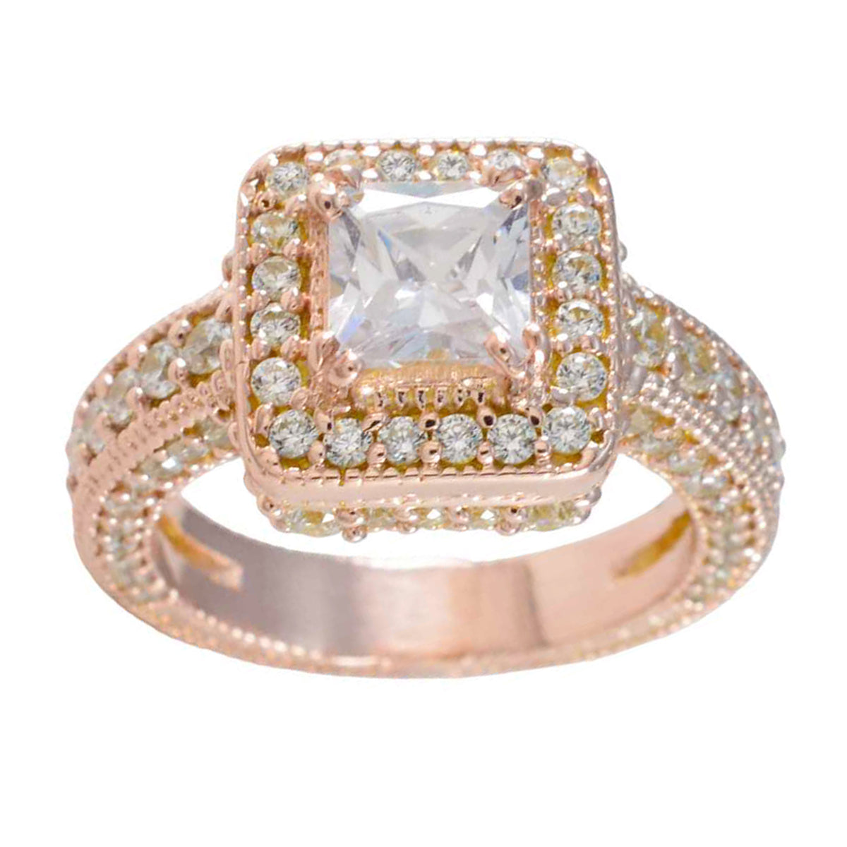 White CZ Halo American Silver White Gemstones Mid weight wedding Ring Jewellery