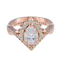 riyo affascinante anello in argento con placcatura in oro rosa pietra bianca cz a forma di pera con montatura a punta gioielli antichi anello black friday