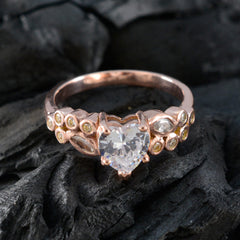 Anillo de plata riyo Choice con chapado en oro rosa, piedra cz blanca, ajuste de punta en forma de corazón, joyería nupcial, anillo de Navidad