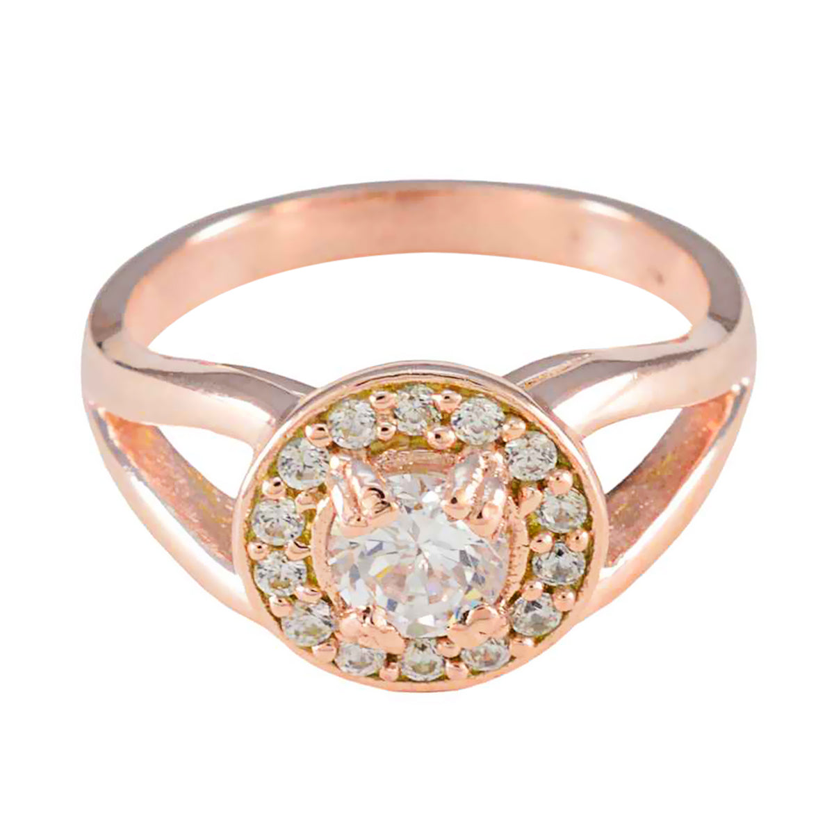 White CZ Halo Latin American Silver White Gemstones Whisper thin propsel Ring Jewellery Hoofdafbeelding