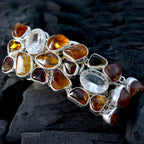 Amber Bank Holiday Chunky Brown Sterling Silver Links Bracelet