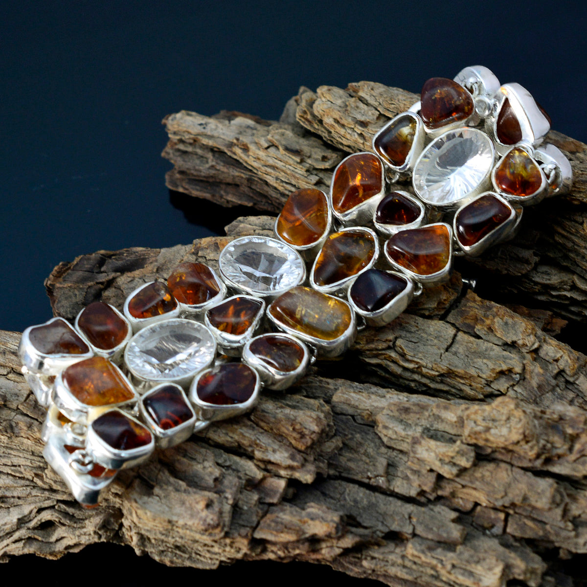 Bracciale Bracciale in pelle marrone Chiusura in argento Bracciale Bracciale in pelle marrone Chiusura in argento