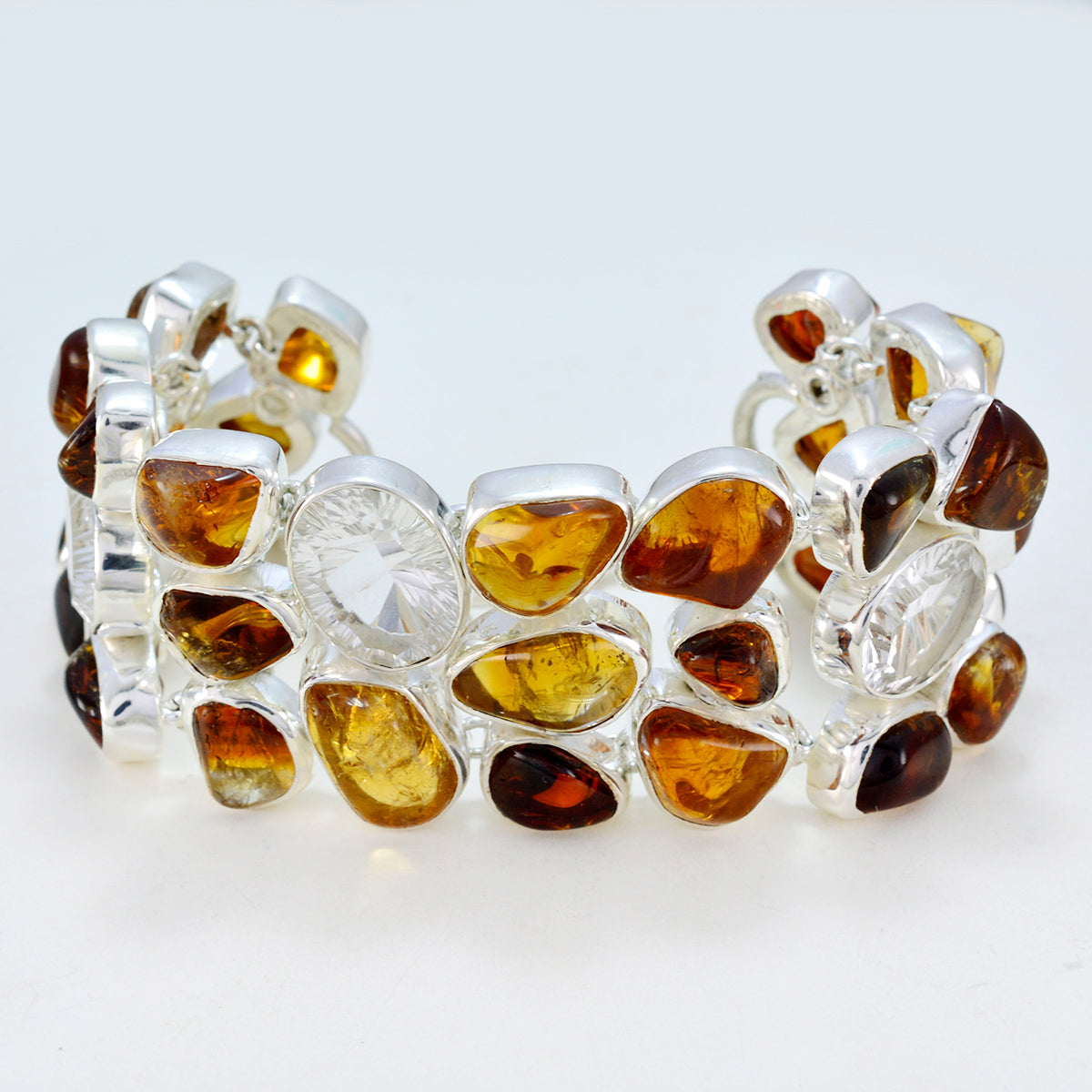 Amber Bank Holiday – Armband aus dickem braunem Sterlingsilber mit Gliedern Zweitbild