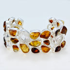 Amber Bank Holiday Chunky Brown Sterling Silver Links Bracelet