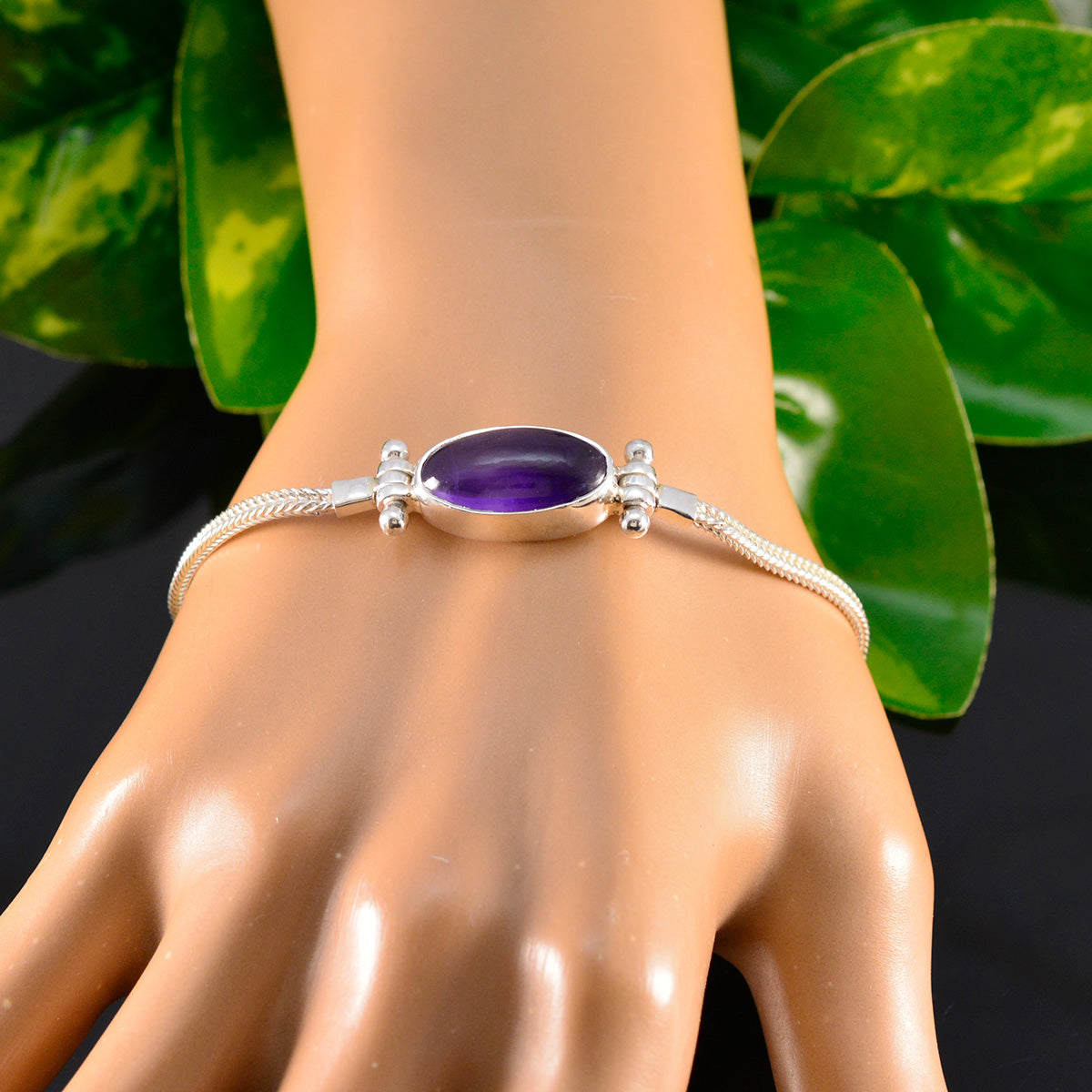Amethyst Bastille Day Featherlight Purple 925 Silver Chain Bracelet