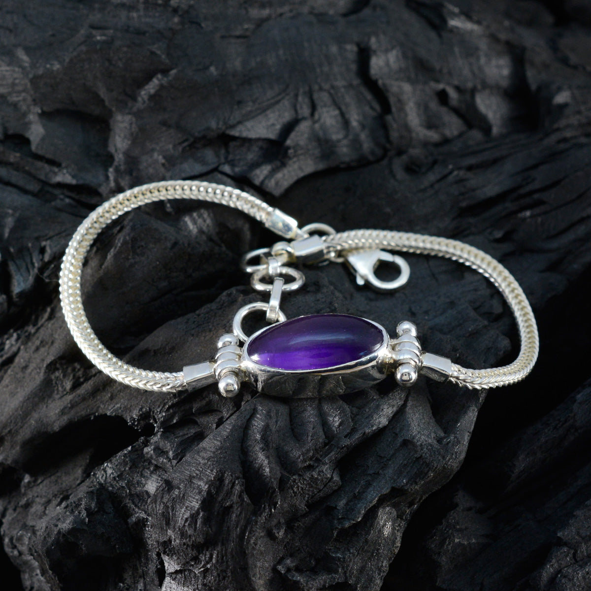 Amethyst Bastille Day Featherlight Purple 925 Silver Chain Bracelet