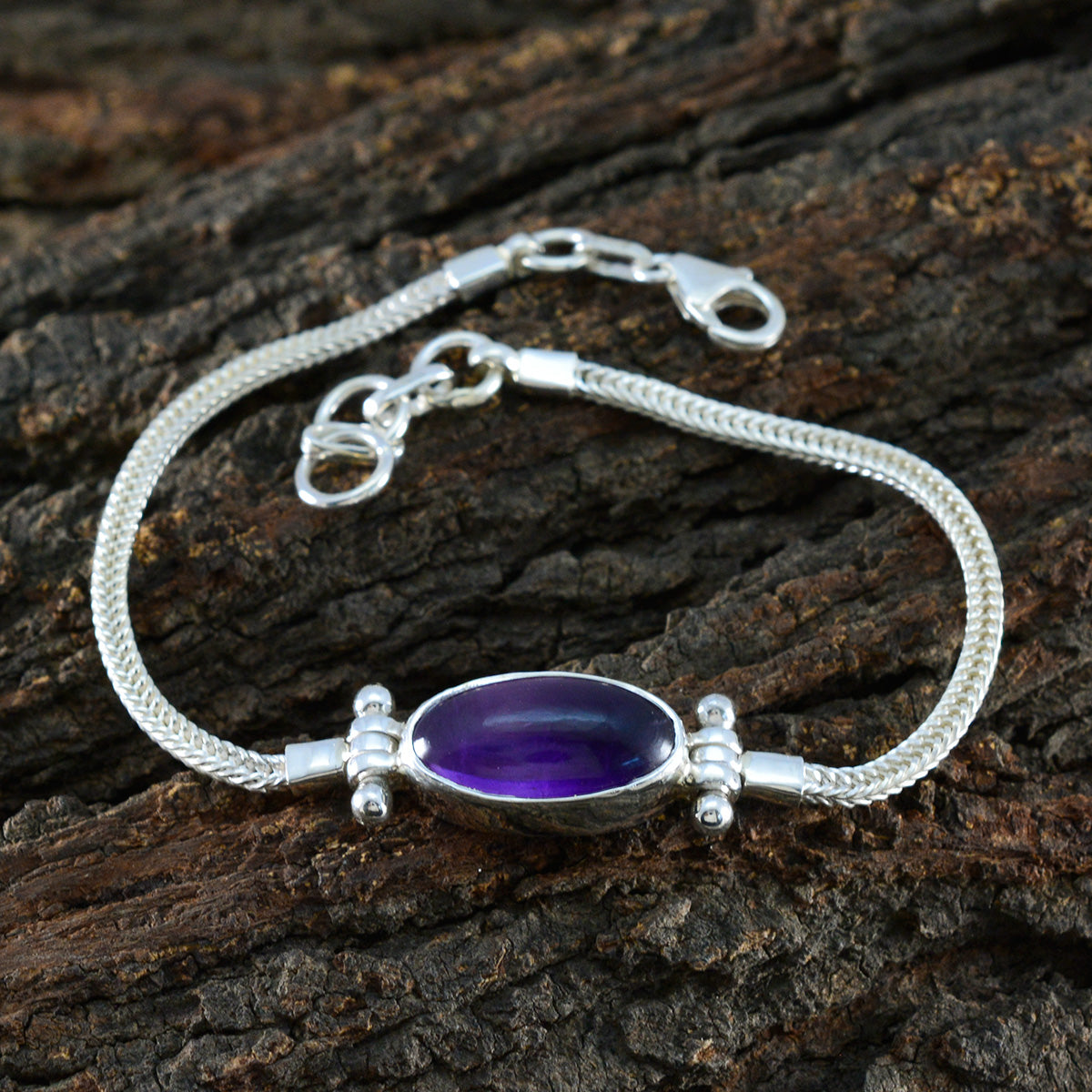 Amethyst Bastille Day Featherlight Purple 925 Silver Chain Bracelet