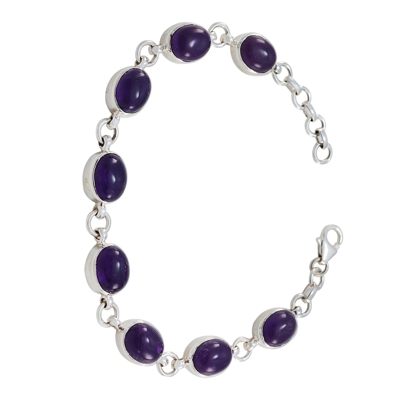 Amethyst Beer Day  Minimal Purple Silver Links Bracelet Hoofdafbeelding