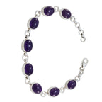 Amethyst Beer Day  Minimal Purple Silver Links Bracelet