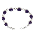 Amethyst Beer Day  Minimal Purple Silver Links Bracelet