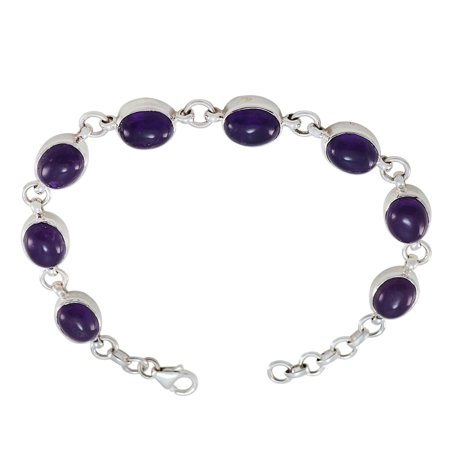 Amethyst Beer Day  Minimal Purple Silver Links Bracelet