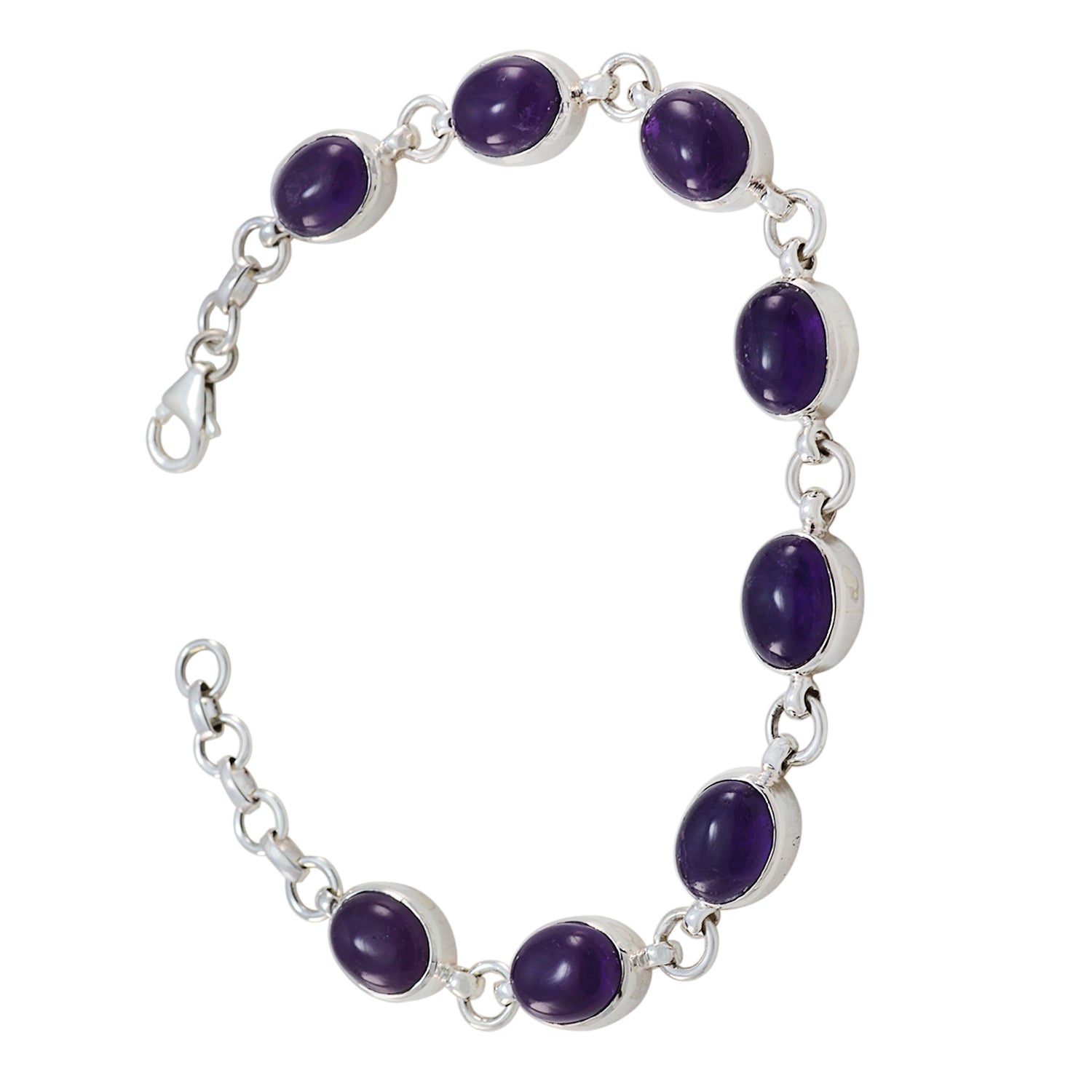 Amethyst Beer Day  Minimal Purple Silver Links Bracelet