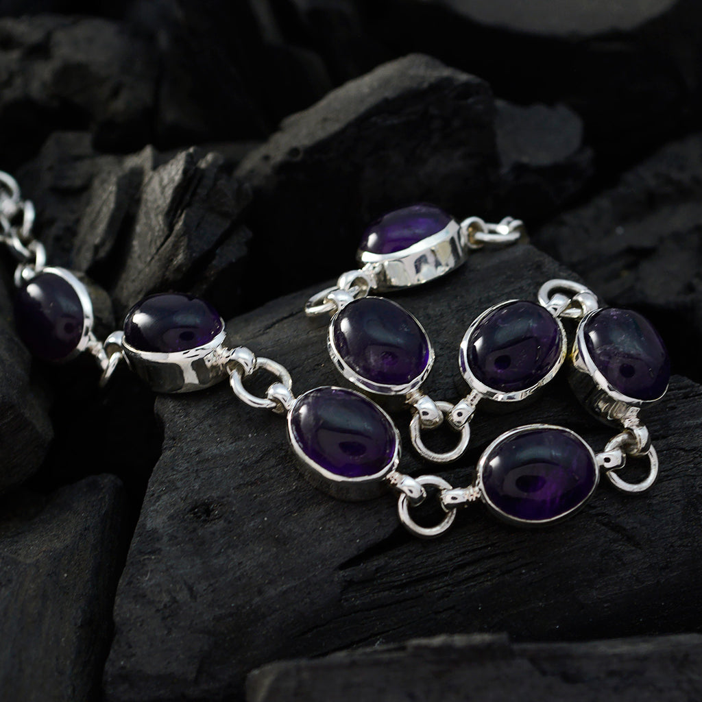 Amethyst Anfang des Herbstes Winziges lila Sterling Silber Glieder Armband
