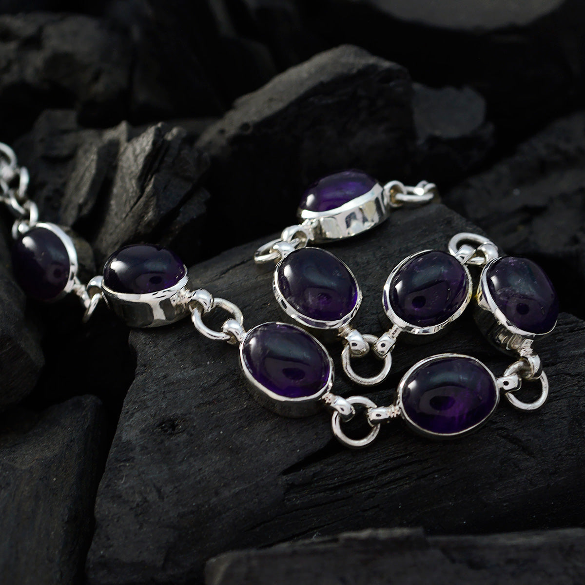 Amethyst Beginning of Autumn Tiny Purple Sterling Silver Links Bracelet