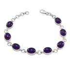 Amethyst Beginning of Autumn Tiny Purple Sterling Silver Links Bracelet