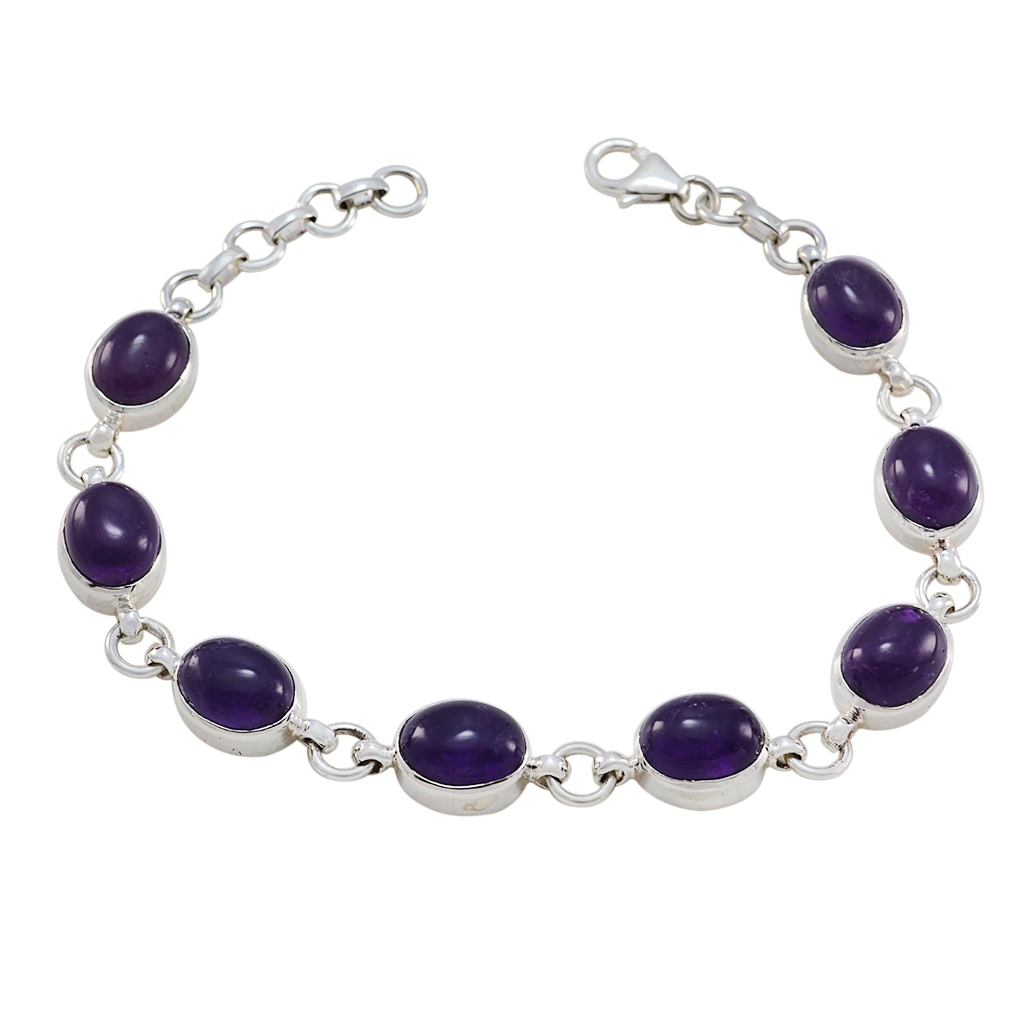 Amethyst Beginning of Autumn Tiny Purple Sterling Silver Links Bracelet