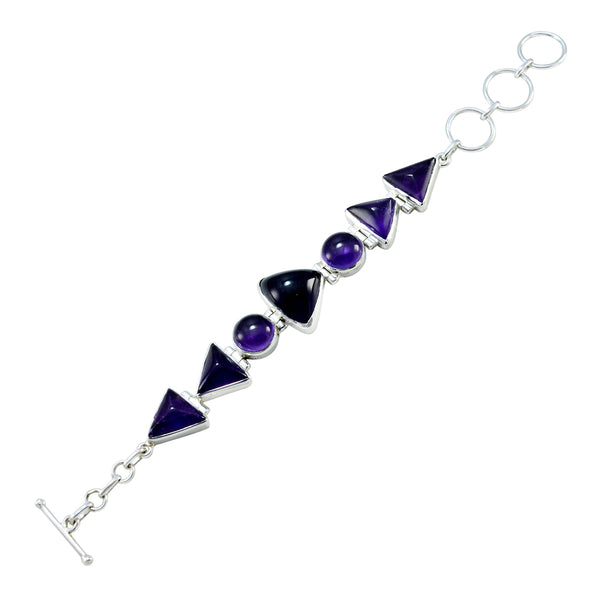 Amethyst Anfang von Chanukka Mittelschweres lila 925 Silber Gliederarmband