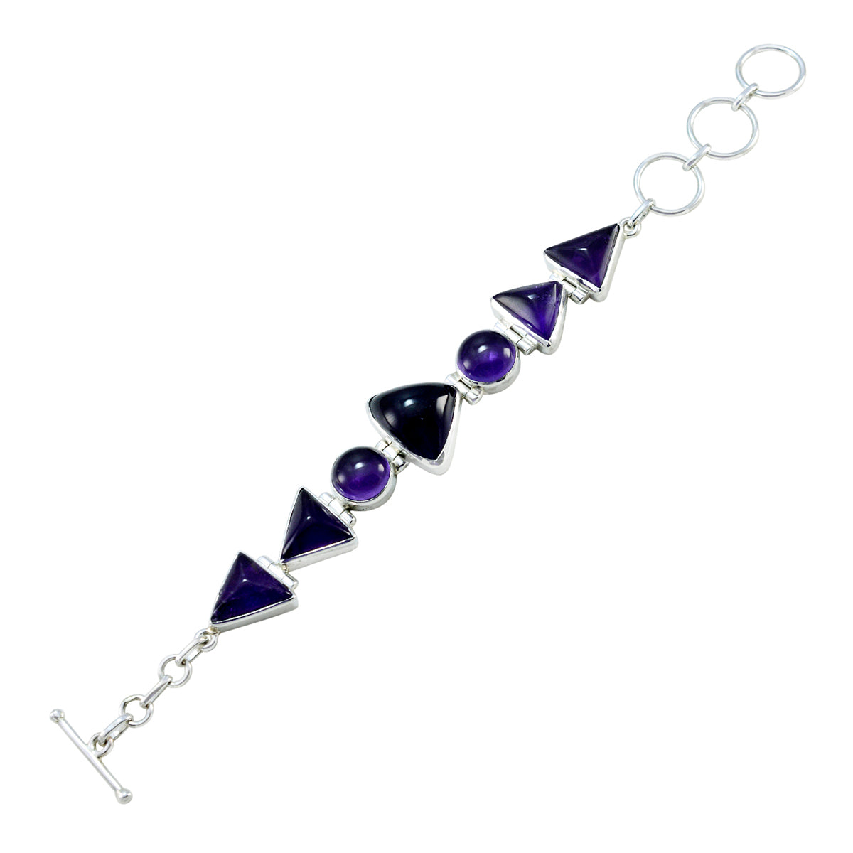 Amethyst Beginning of Hanukkah Mid-weight Purple 925 Silver Links Bracelet