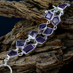 Amethyst Beginning of Oktoberfest Minimal Purple Silver Links Bracelet