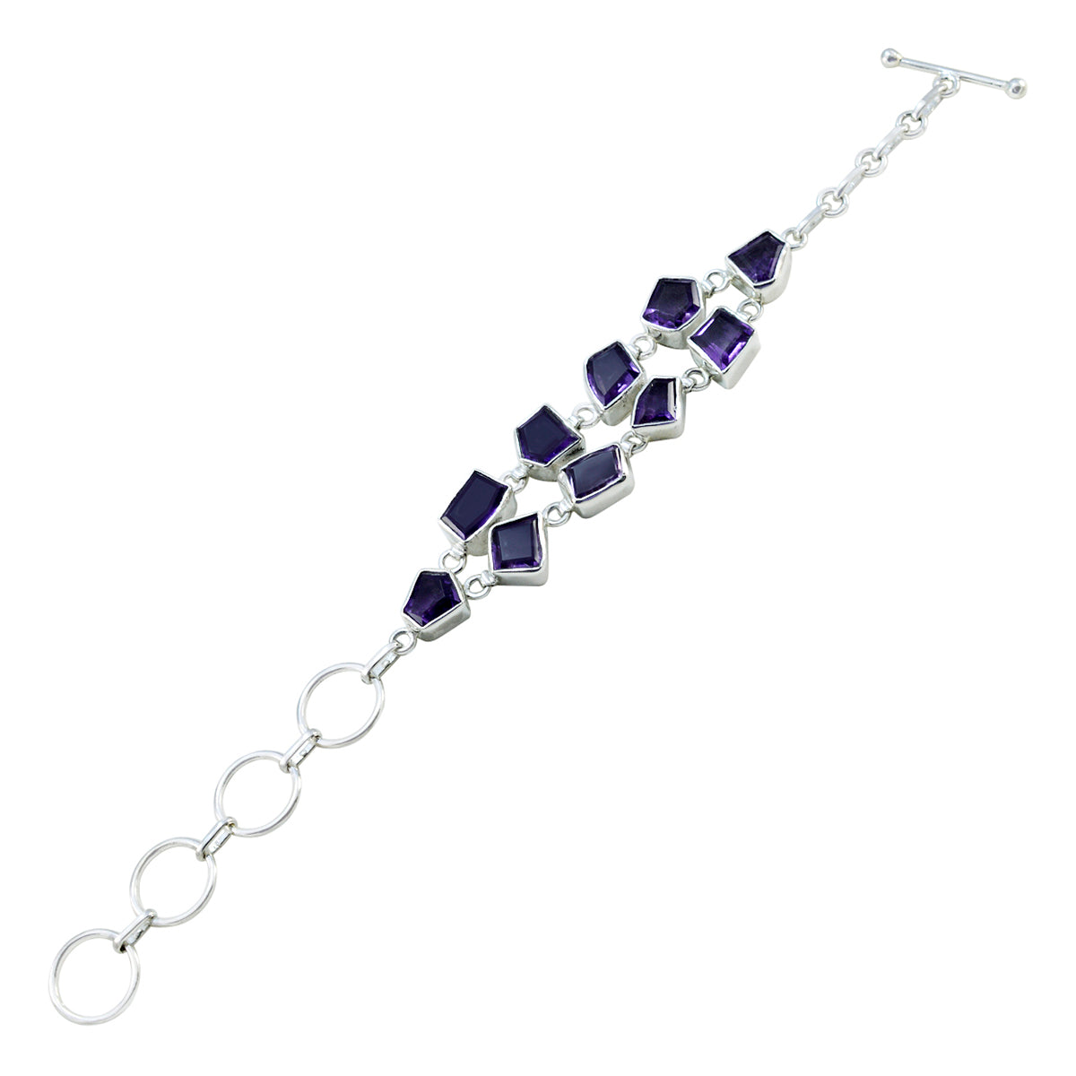 Amethyst Beginning of Oktoberfest Minimal Purple Silver Links Bracelet