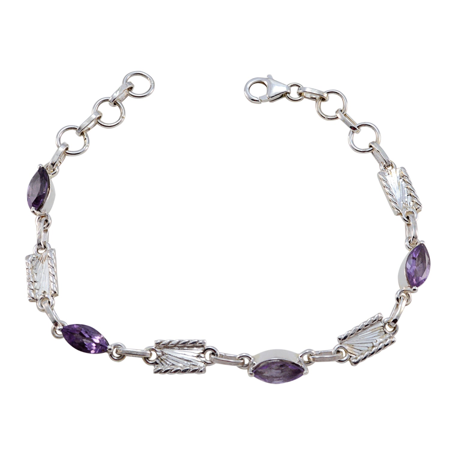 Amethyst Beginning of Spring Whisper-thin Purple Sterling Silver Links Bracelet