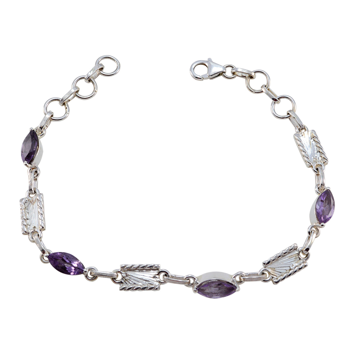Amethyst Beginning of Spring Whisper-thin Purple Sterling Silver Links Bracelet