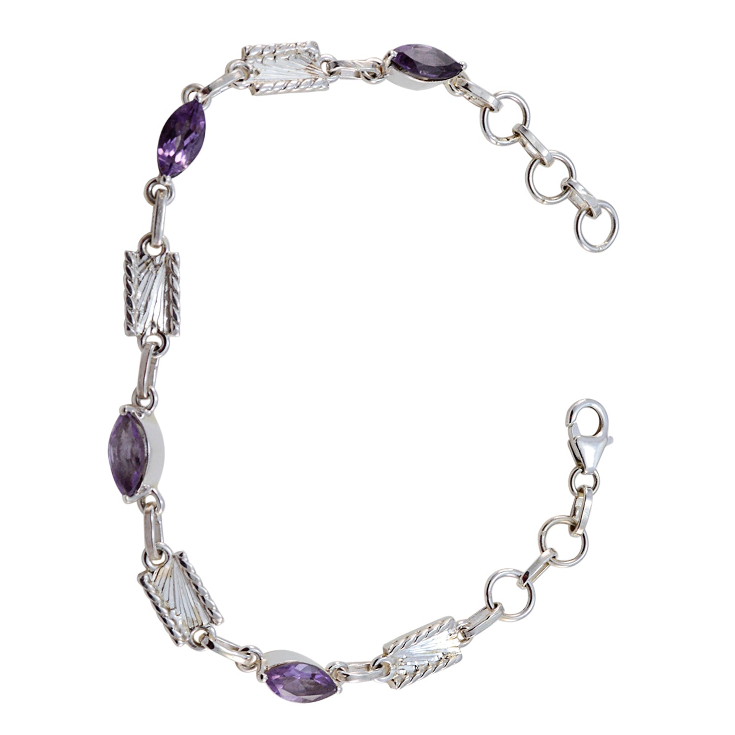Amethyst Beginning of Spring Whisper-thin Purple Sterling Silver Links Bracelet