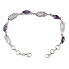 Amethyst Beginning of Spring Whisper-thin Purple Sterling Silver Links Bracelet