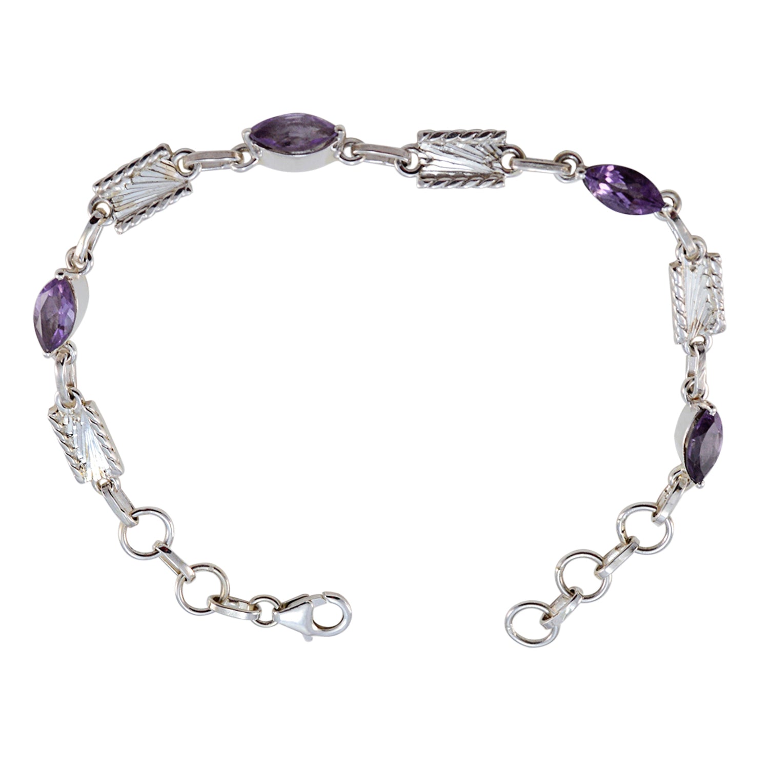 Amethyst Beginning of Spring Whisper-thin Purple Sterling Silver Links Bracelet