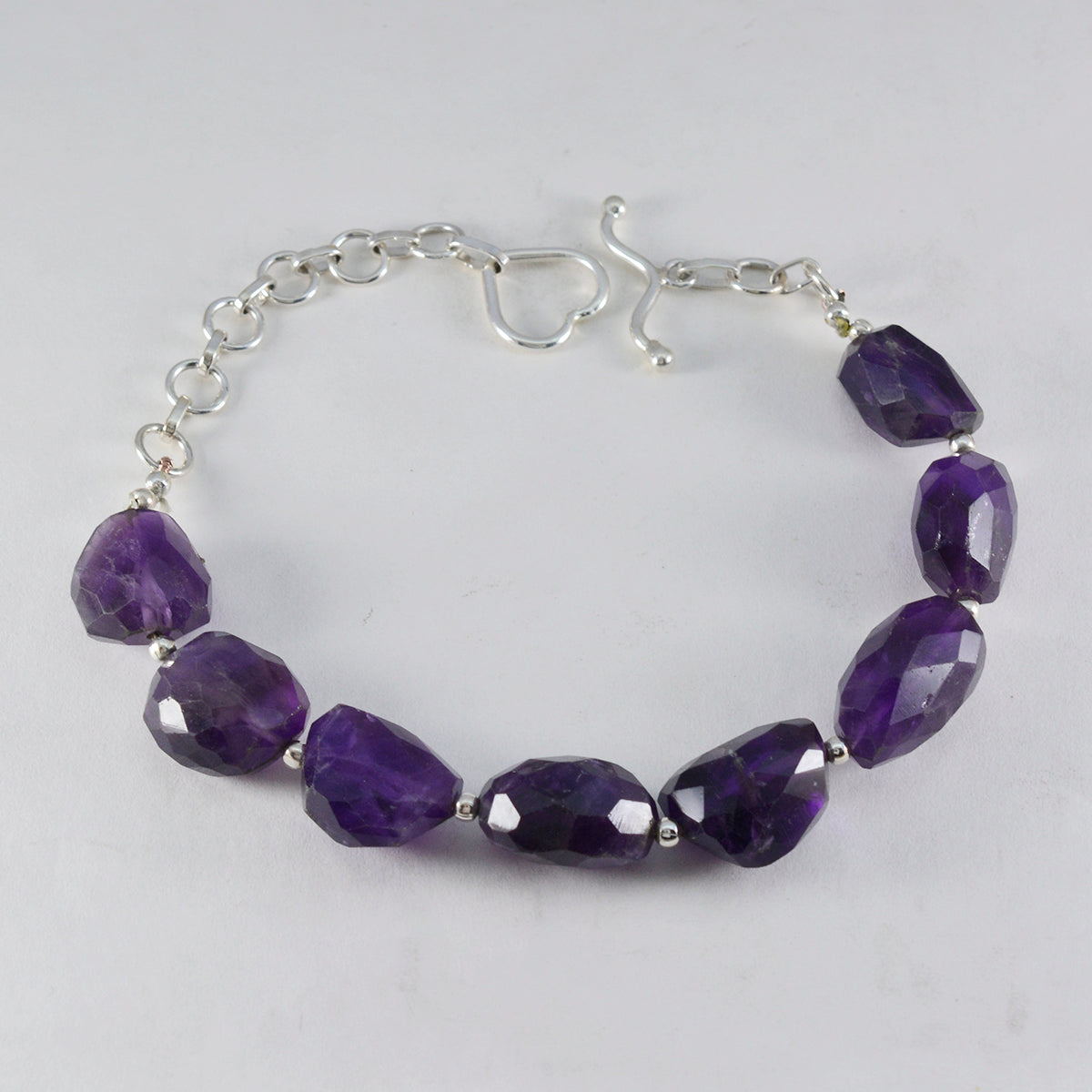 Amethyst Beginning of Summertime Essential Purple Silver Links Bracelet