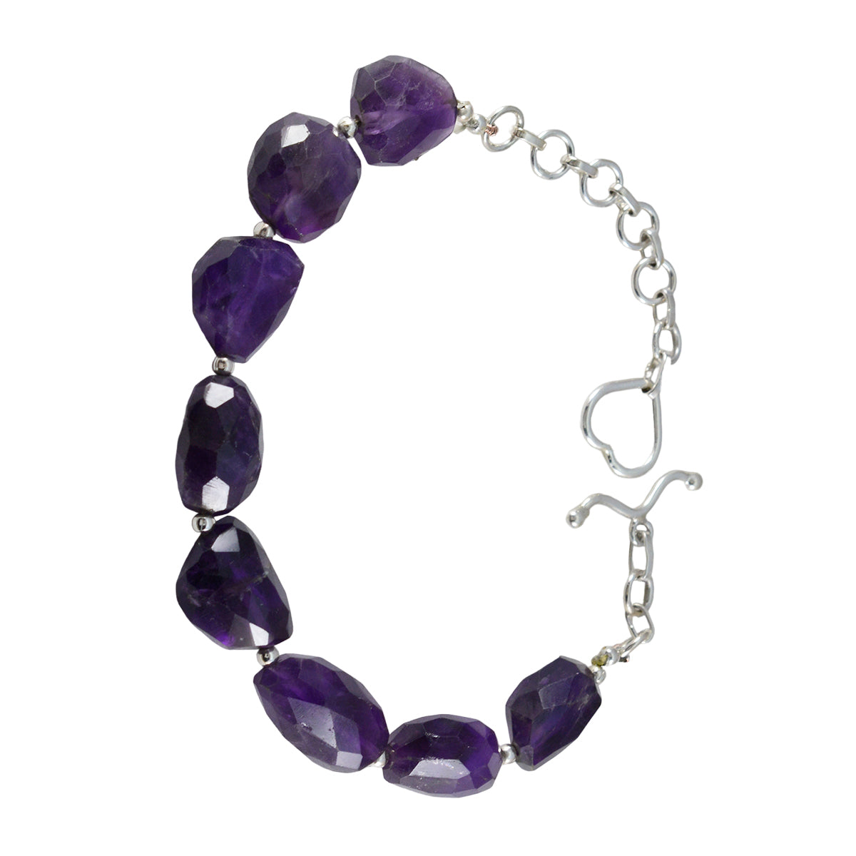 Amethyst Beginning of Summertime Essential Purple Silver Links Bracelet