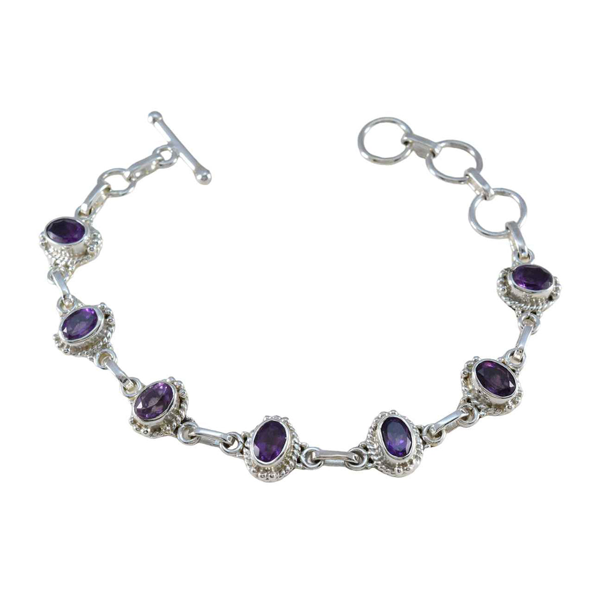 Amethyst Winteranfang Klassisches Lila Sterling Silber Gliederarmband Hauptbild