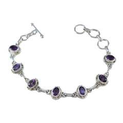 Amethyst Beginning of Winter Classic Purple Sterling Silver Links Bracelet
