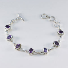 Bracelet classique en argent sterling violet avec améthyste et maillons « Début d'hiver »