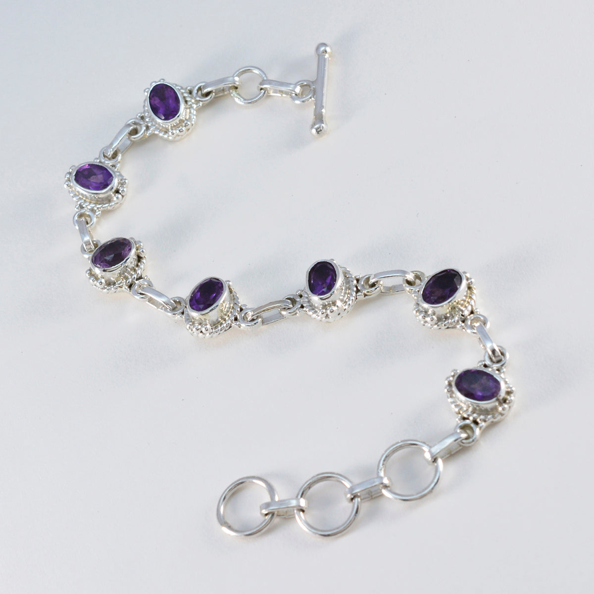 Amethyst Beginning of Winter Classic Purple Sterling Silver Links Bracelet
