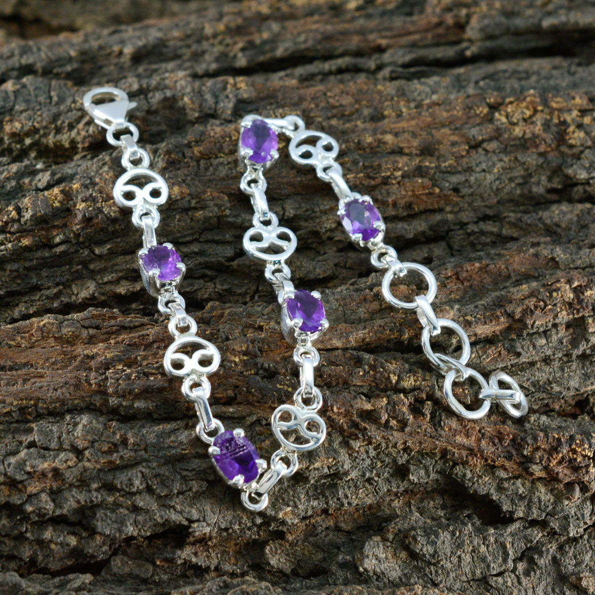 Amethyst Berlin Fashion Week Slim Purple 925 Silver Links Bracelet
