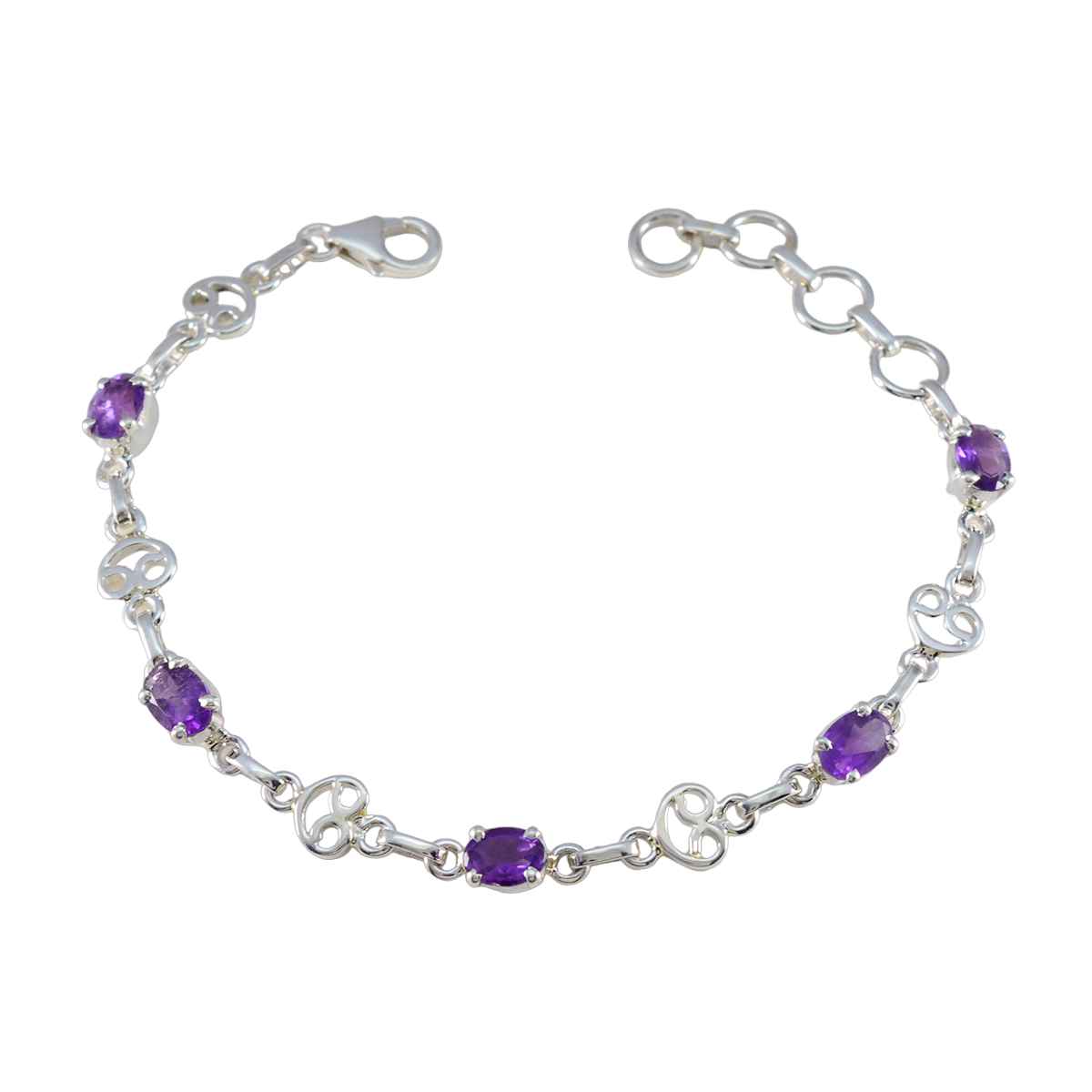 Amethyst Berlin Fashion Week Slim Purple 925 Silver Links Bracelet Image principale du produit
