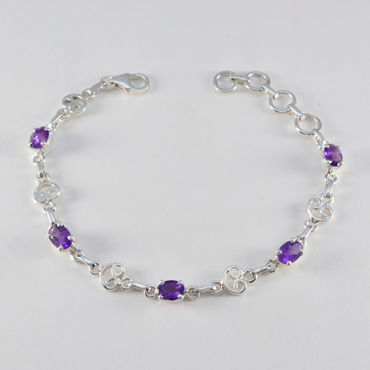 Amethyst Berlin Fashion Week Slim Purple 925 Silver Links Bracelet