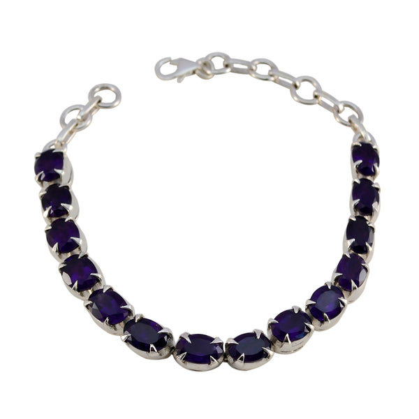 Amethyst Best Friends Day Mid-weight Purple Silver Tennis Bracelet