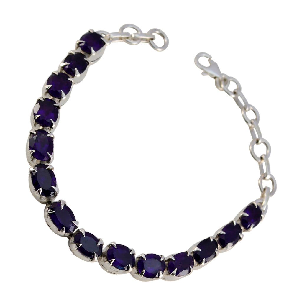 Amethyst Best Friends Day Mid-weight Purple Silver Tennis Bracelet