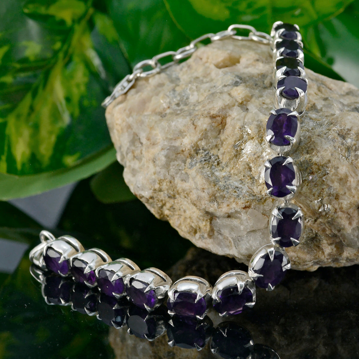 Bracelet tennis en argent violet et améthyste pour la fête des meilleurs amis Image secondaire du produit