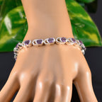 Amethyst Bicycle Day Tiny Purple Sterling Silver Links Bracelet